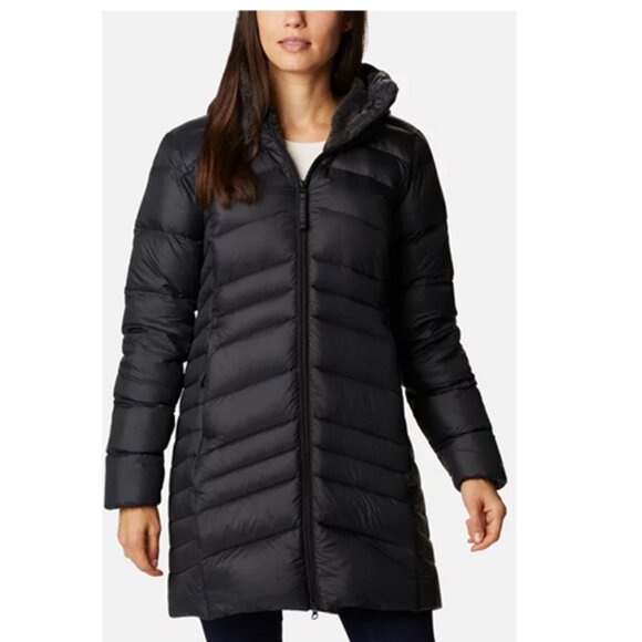 Columbia Women's Autumn Park™ Down Hooded Mid Jacket Black 3X - Picture 2 of 11